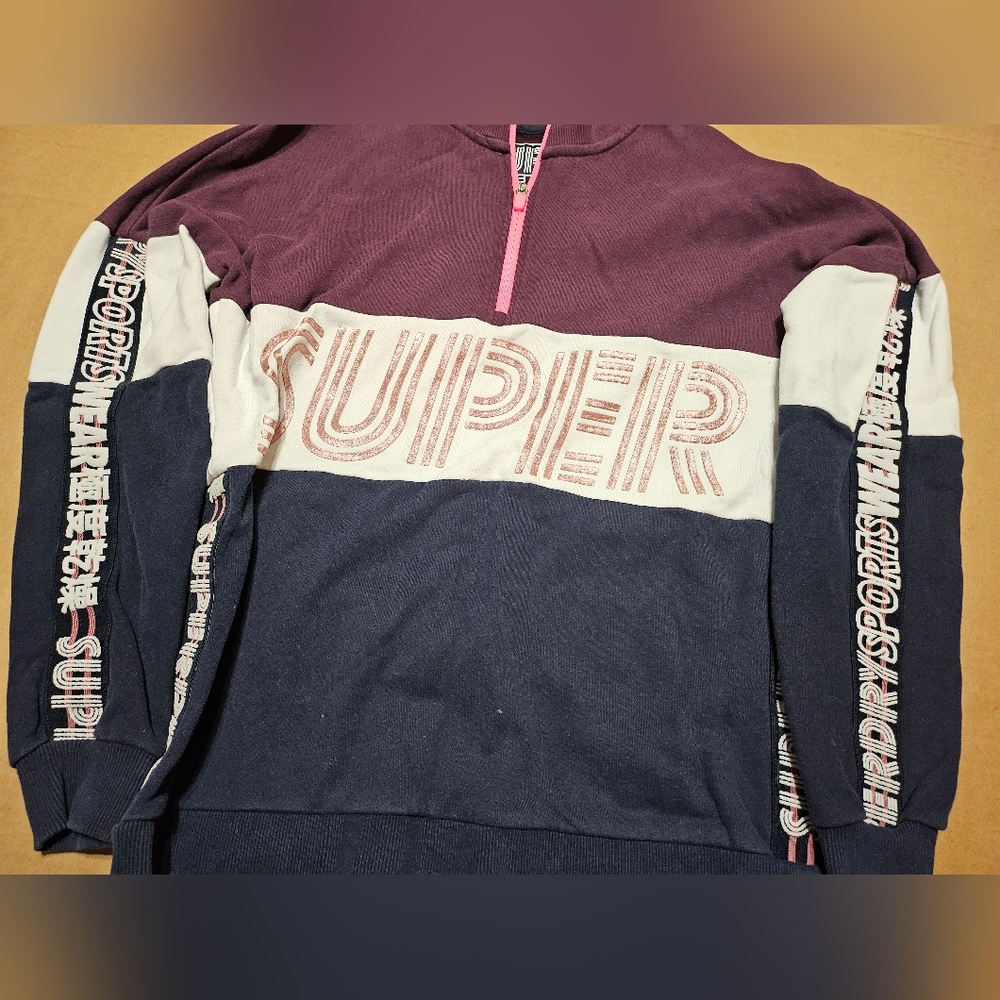Superdry Flash‎ Sport City Japan Crew 1/4 Zip Sportswear Sweatshirt Pullover 10